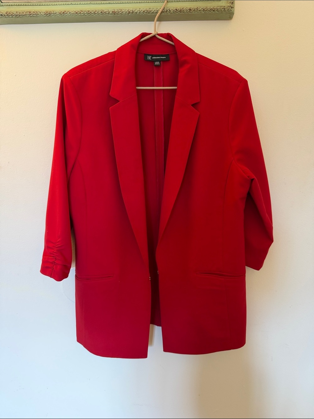 INC International Concepts Bright Red Open-Front Blazer